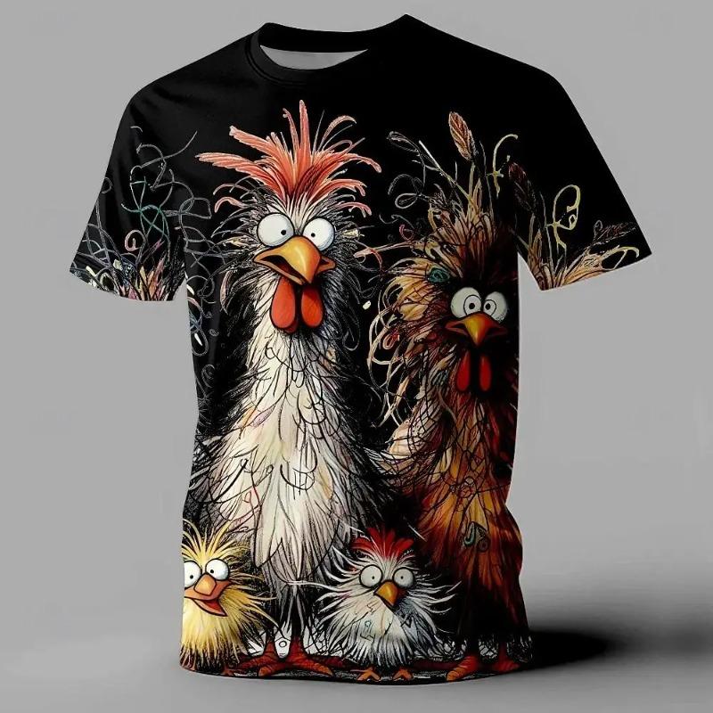 WowClassic Hip Hop Grappige Rooster Print Casual Straat Stijl Zomer Heren 3d Geprint T-shirt Sport Buiten Vakantie O Kraag Losse Casual Asian size 6XL