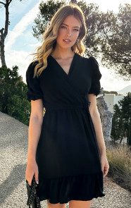 The Musthaves Amalfi Jurk Met Pofmouwen Zwart