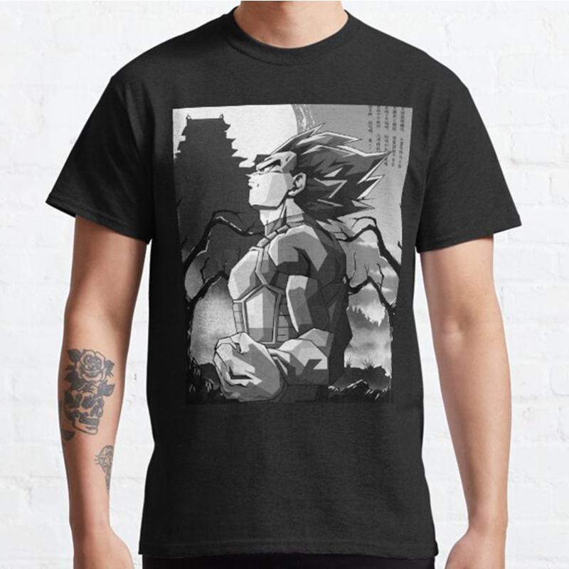 PStx1 Herenmode Casual Korte Mouwen Vegeta Dragonball Tops Esthetische Vintage Oversized T-shirts S zwart