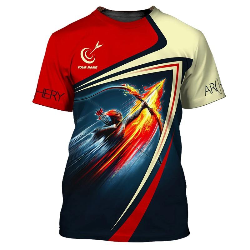 Xuhaijian02 Boogschieten patroon heren T-shirt gepersonaliseerde naam aangepaste print T-shirts casual ronde hals korte mouwen losse tops buitensport T-shirts XL