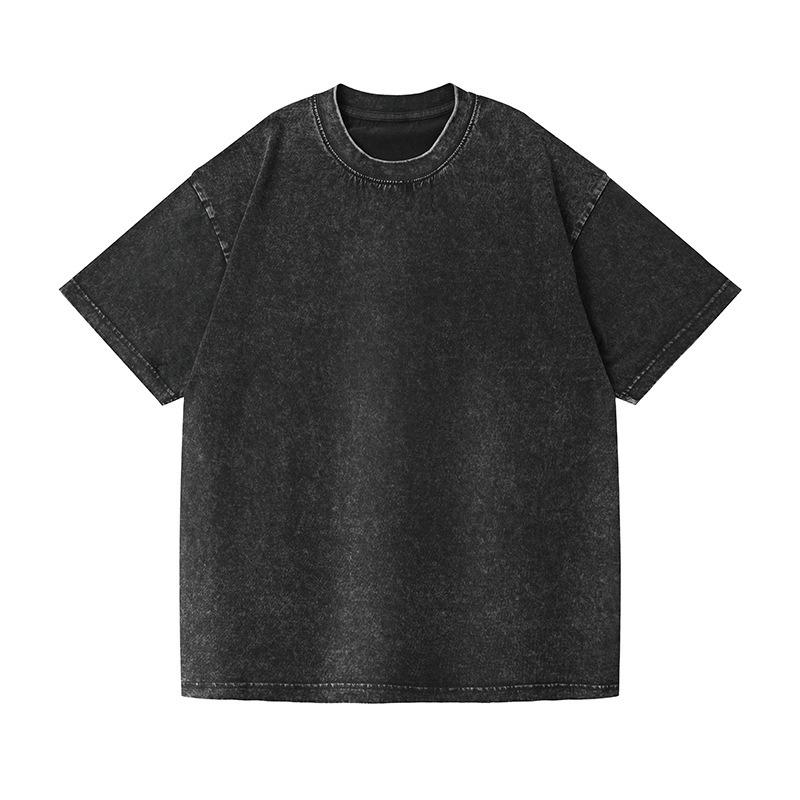 ForYourBeauty Heren katoenen T-shirt effen ronde hals korte mouw los T-shirt zomer vintage vakantie T-shirt voor mannen ademend lichtgewicht zacht pullover top 2XL
