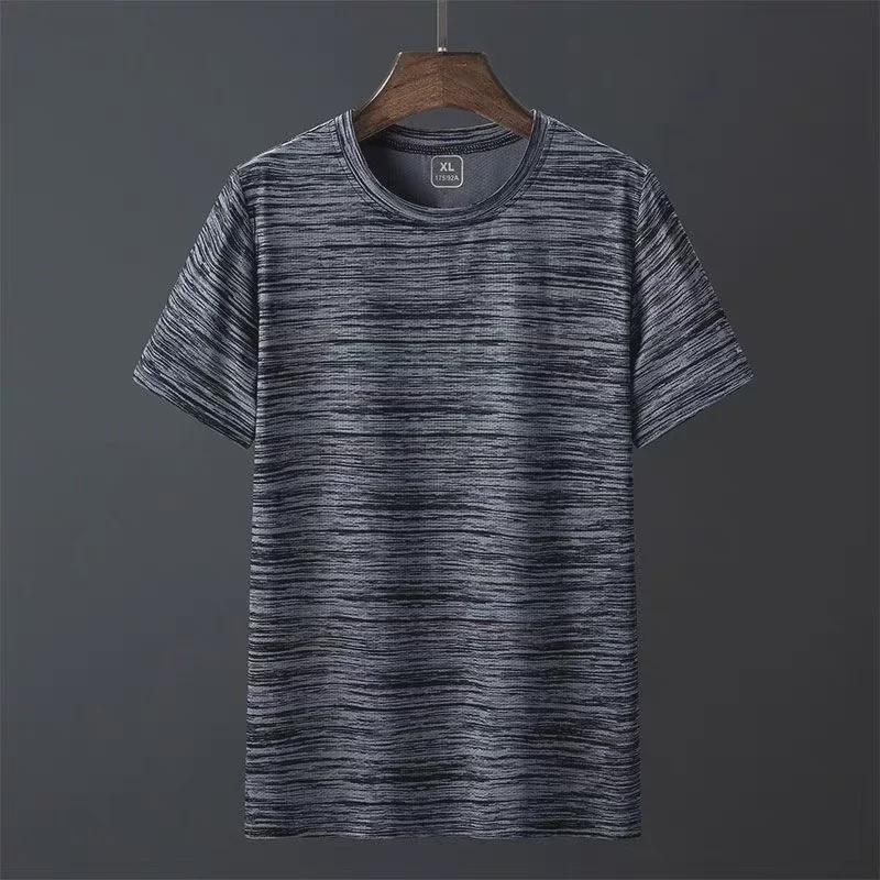 VantaGoods Heren zomer snel drogend ijs zijde ademend T-shirt, korte mouwen losse pasvorm trendy sporttop 5XL donkergrijze kleur