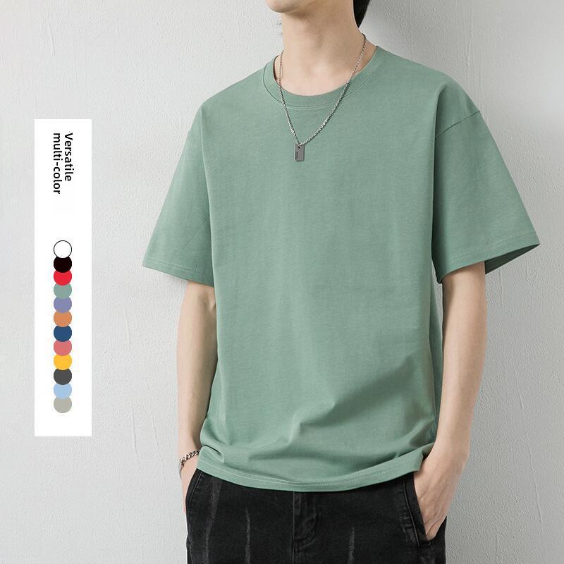 VantaGoods Heren zomer katoenen effen kleur korte mouwen T-shirt - Jeugd Casual Trendy Losse pasvorm 6XL