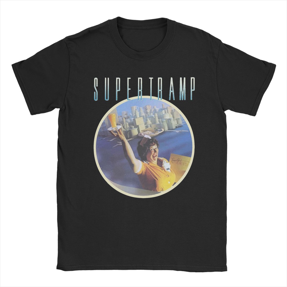 Comfortable season Awesome Supertramp Breakfast In America Tribute T-Shirts Men Round Neck 100% Cotton T Shirt Short Sleeve Tees Summer Clothing XXXXXL bordeaux