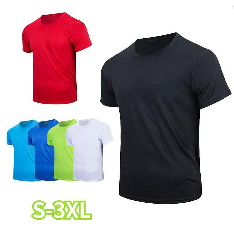 PCD16KL Zomer Herfst Vrije tijd Sneldrogend sportshirt Volwassen Effen kleur bedrukt T-shirt met ronde hals en korte mouwen XL wit