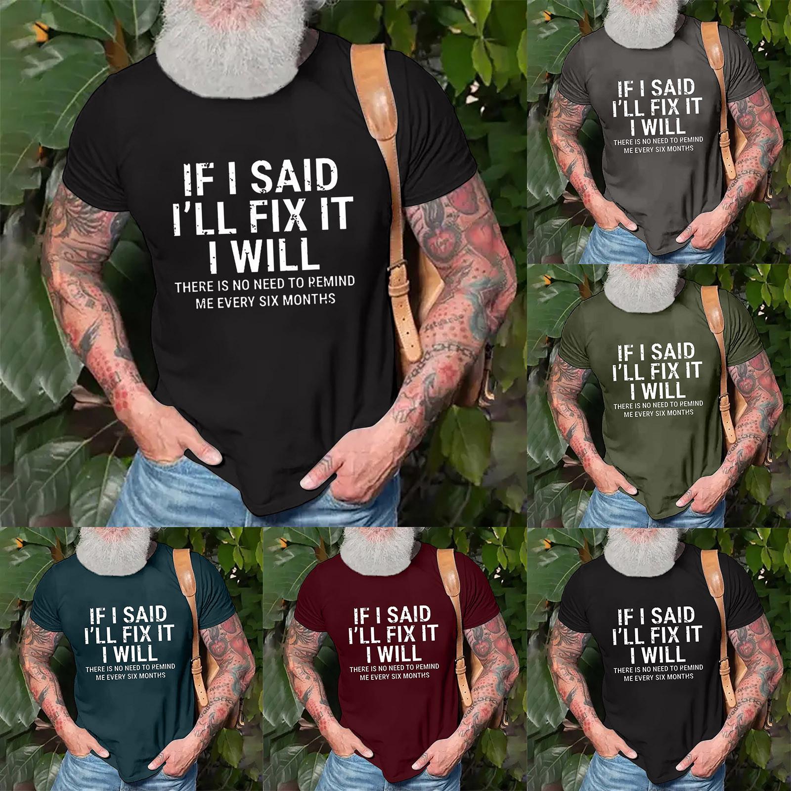 Wahaha123 Heren T-shirt Grafische tekst 3D-printen Straat Casual Korte mouw Down Bedrukte kleding Basic XXXL wijn