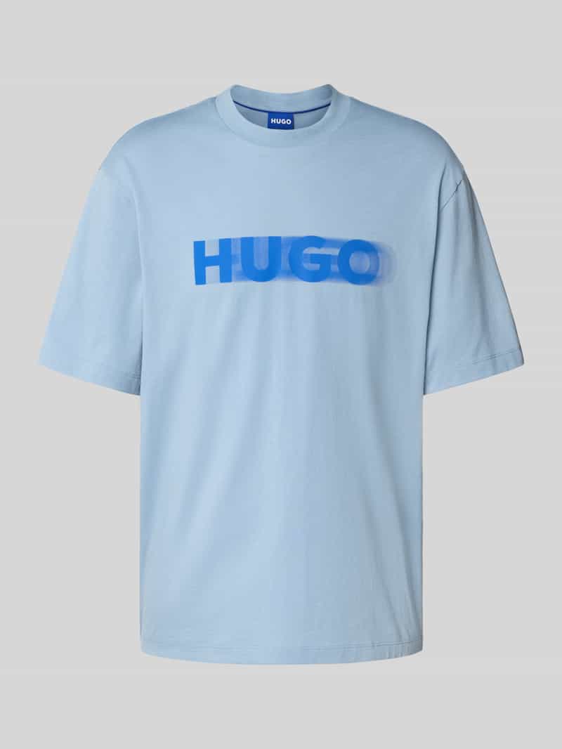 OTTO HUGO Blue T-shirt Nalax met logoprint