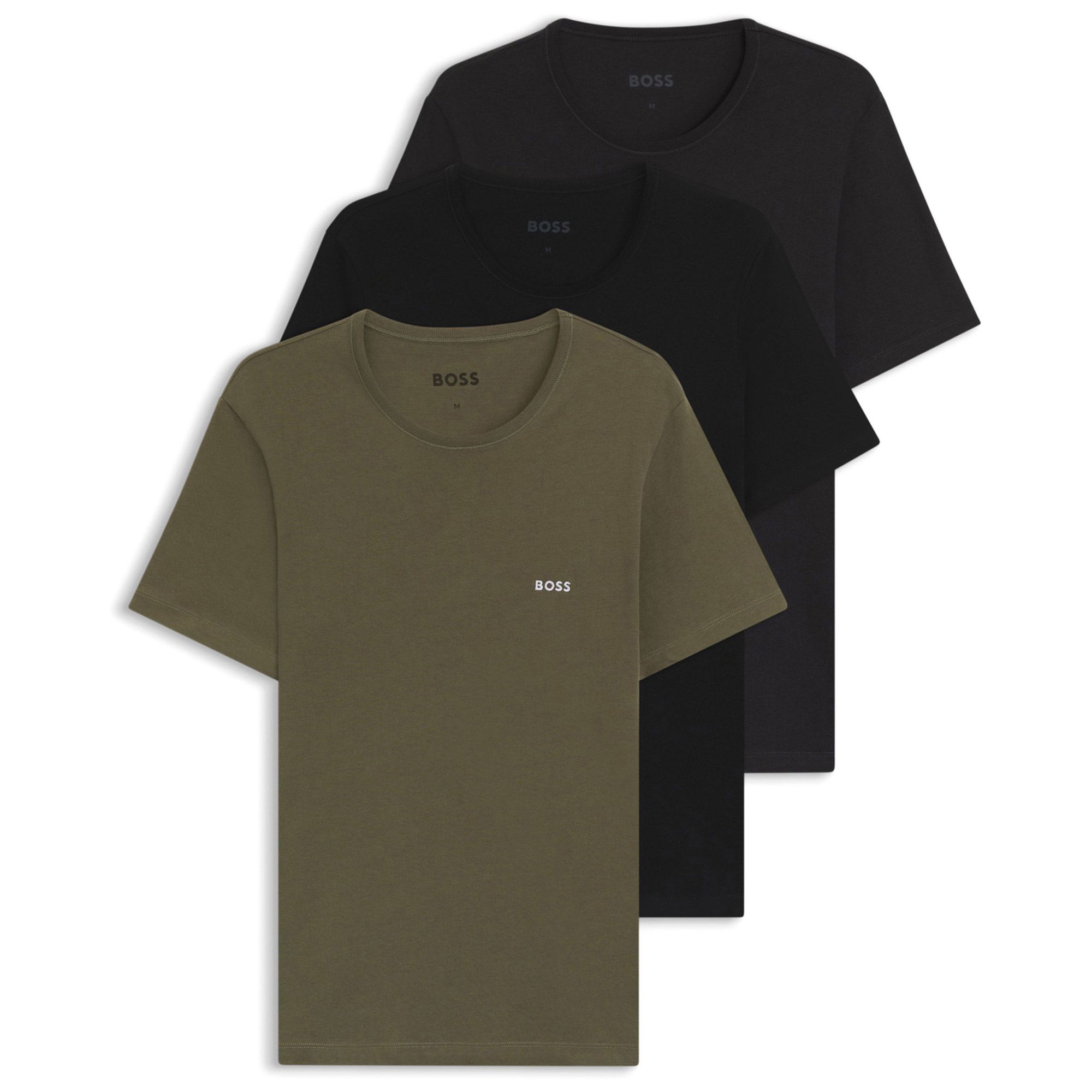 BOSS T-shirt TShirtRN 3P Classic met  borduurwerk (set, 3-delig)