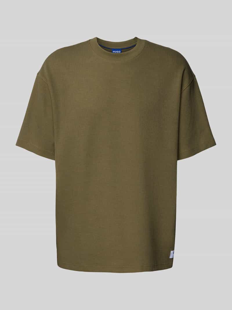 OTTO HUGO Blue T-shirt Nuwaffle met wafelmotief