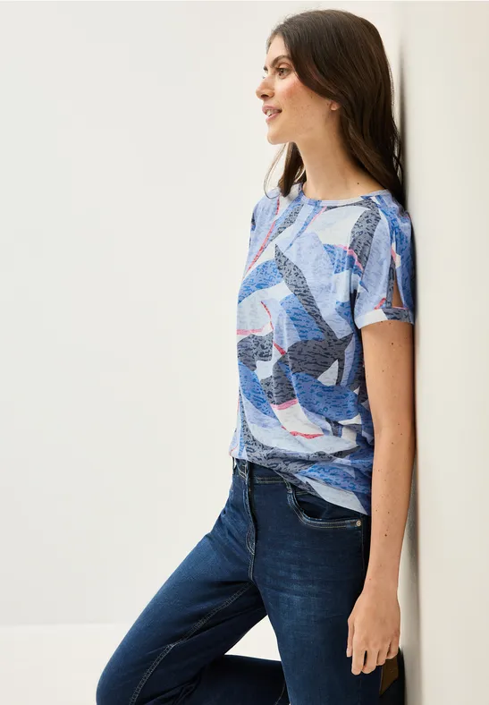Cecil Shirt met print met etskant look