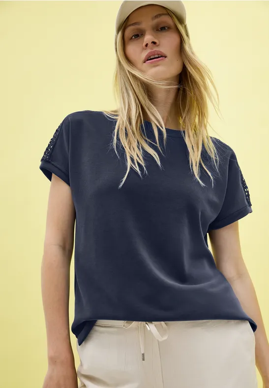Cecil T-shirt met fijn mesh inzet
