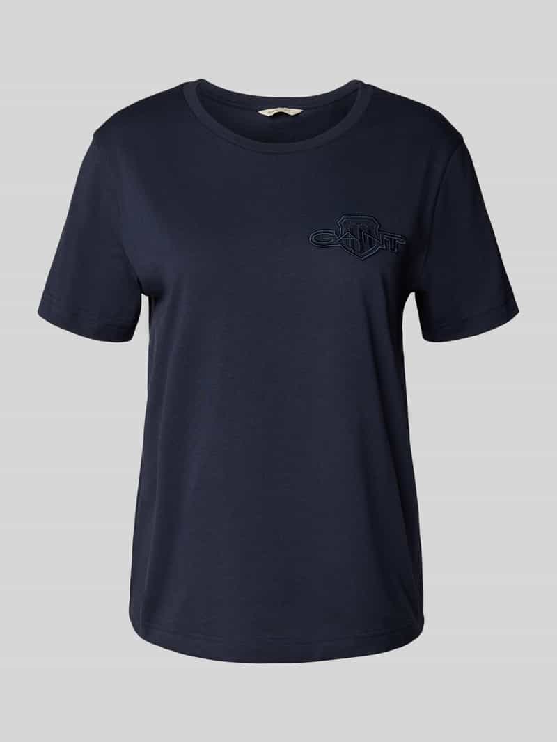 Gant T-shirt REG TONAL SHIELD SS T-SHIRT Ronde hals, ton sur ton borduurwerk