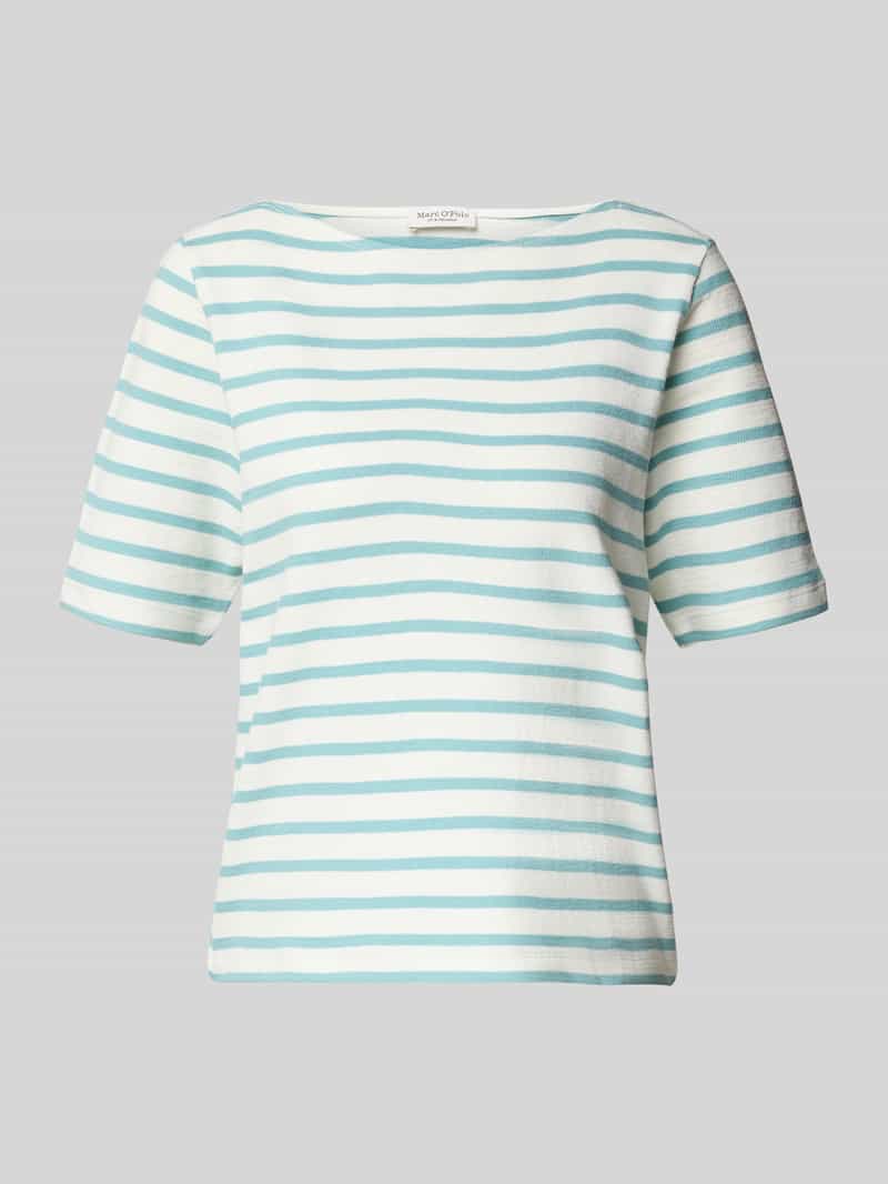 Marc O'Polo T-shirt gestreept, boothals, recht gesneden