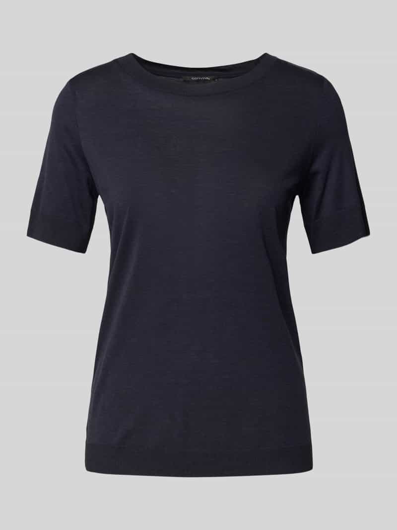 Comma Shirt met korte mouwen van breiwerk met ribdetails