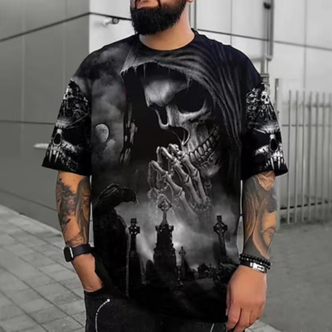 Kukebang Grote maten T-shirt voor heren, groot en lang, grafisch, ronde hals, korte mouw, lente- en zomermode, streetwear, vintage, basic, casual, sporttops 6XL
