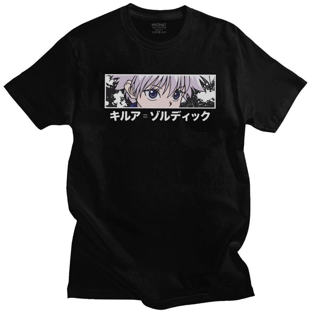 Limindong Anime Hunter X Hunter Grappige Mannen T-shirt Killua Zoldyck T-shirt Korte Mouwen Pure Anime Manga Tee Ronde Hals Leisure top L wit