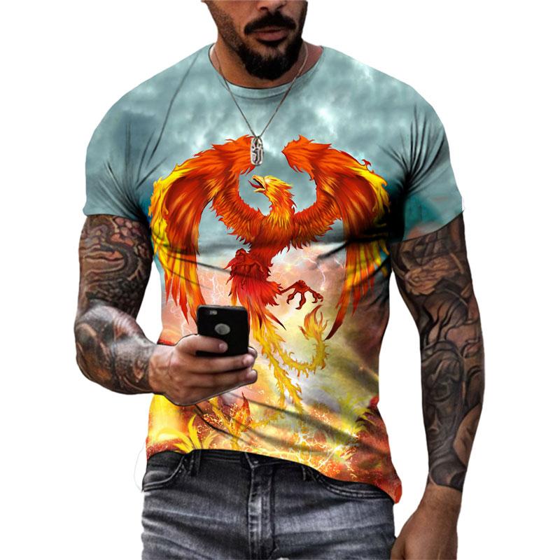 ETST WENDY 05 Zomer Nieuwe Mode Cool Goddelijke Vogel Phoenix grafische t-shirts Mannen Casual harajuku 3D Gedrukt Ronde Hals streetwear Tees Tops 3XL
