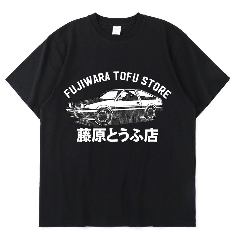 New Young Drift Japanse Anime AE86 Initial D Dubbelzijdig T-shirt O-hals Korte mouwen Zomer Casual T-shirts Mode Unisex Heren T-shirt 4XL grijs