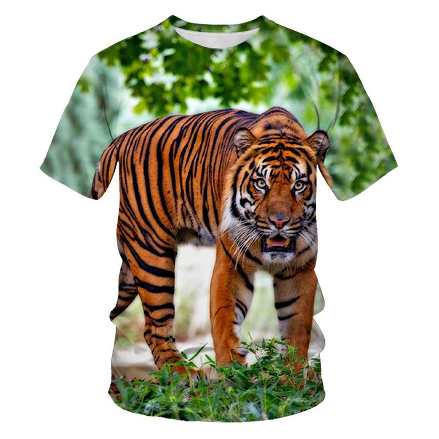 WowClassic Heren T-shirt 3D Letters Bedrukken T-shirt Heren Animal Tees Tijger Grote Maat Korte Mouw Casual Top 6XL