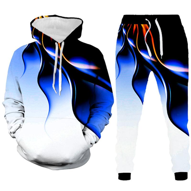 Shen Ou Herenmode Cool Lightning Print 3D Trainingspakken Crewneck Sweatsh 6XL