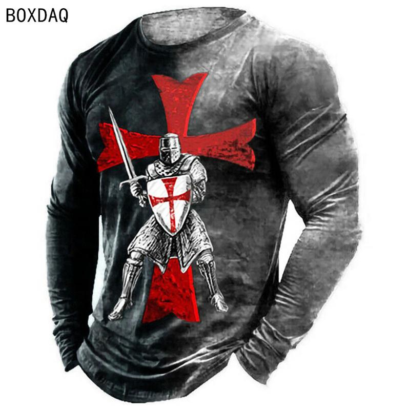 ETST WENDY 05 3D Heroic Templar T-shirt Heren Lange Mouw All-match Tops Mode Straat Hip Hop Coole Kleding Heren Casual T-shirts Oversized 6XL 5XL