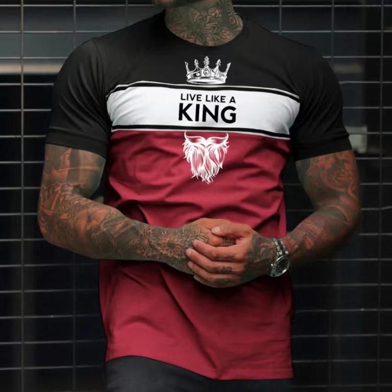 ETST 07 Zomer T-shirt Heren 3D Koning Gedrukt Tops Mode Unisex Tee Korte Mouw O-hals Oversized T-shirt Nieuwe Casual Vakantie shirt Mannelijke M