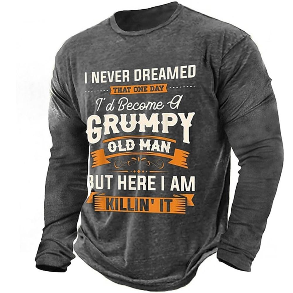 ETST 03 Vintage heren T-shirt met lange mouwen Woord Tees Tops Grafische T-shirts voor mannen 3D slogan bedrukte kleding oversized streetwear 5xl 6XL