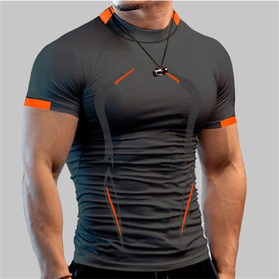 ForYourBeauty Heren Gym Sport T-shirt Shirts Slim fit T-shirt Heren Sneldrogend hardloopshirt Heren Workout Tees Fitness Tops Oversized T-shirt XL donkergrijze kleur