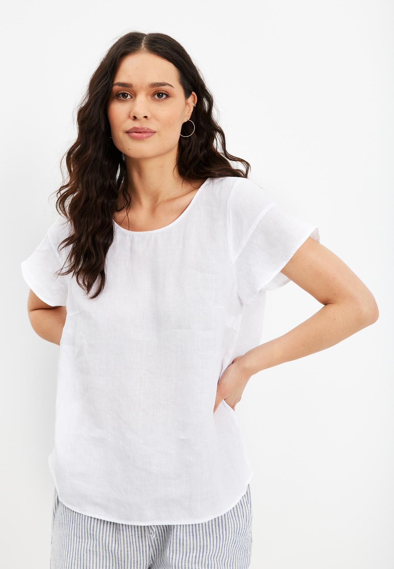 IN FRONT LINO BLOUSE 15692 010 (White 010)