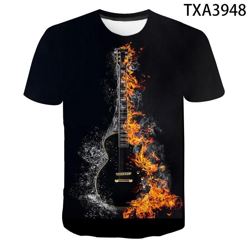 Xiao Xiang Zomer Muziek Gitaar 3d Print Mannen T-shirt Mode Hiphop Rock En Roll T-shirt O-hals Korte Mouw Streetwear Oversized tops XL