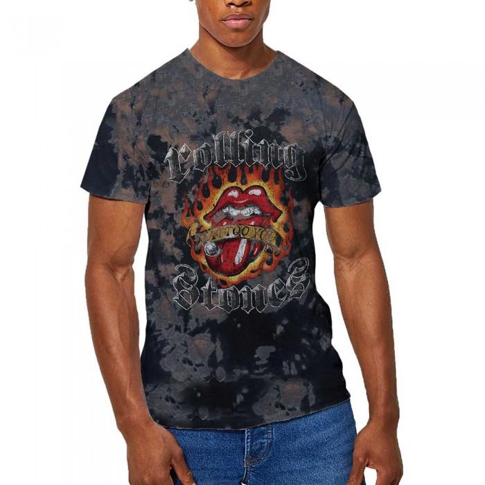 The Rolling Stones De Rolling Stones Unisex Volwassen Tattoo Vlammen Tie Dye T-shirt L grijs
