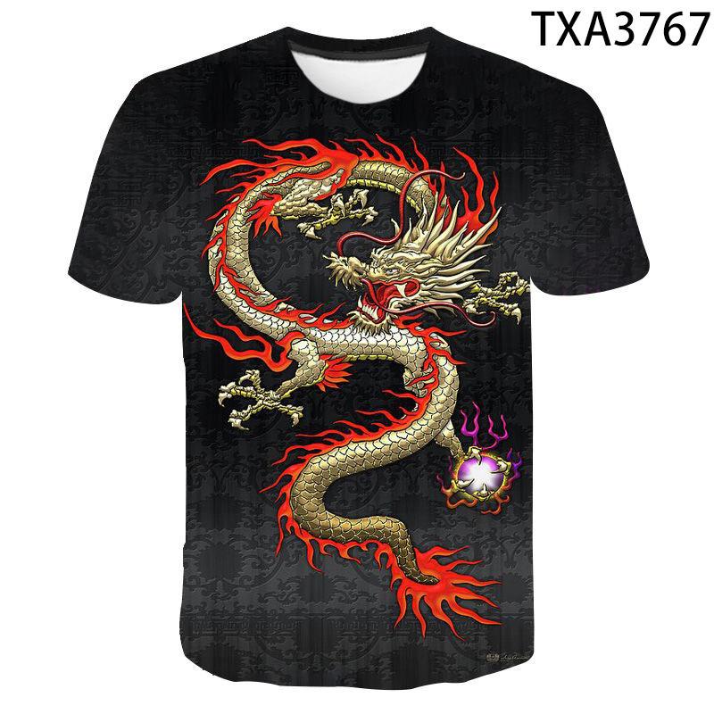 ForYourBeauty 3D Digitaal bedrukt T-shirt met ronde hals en korte mouwen met draakpatroon Heren Dames Casual koppels Punk T-shirts 6XL