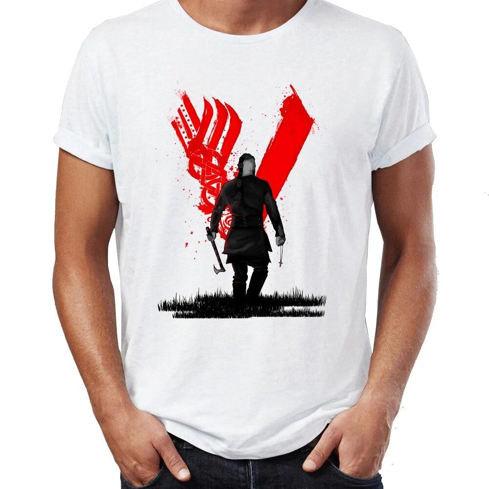 YSM Cotton Tshirt T-shirt Heren Vikings Print T-shirts Voor Jongens Ragnar Camiseta Lothbrok Floki S Shipyard Badass Geweldig XXL wit