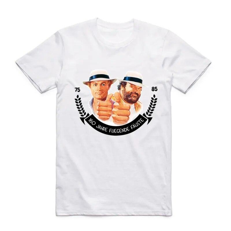 YSM Cotton Tshirt Mode mannen print BUD SPENCER T-shirt korte mouwen O-hals zomerstijl hipster grappig XXXXL wit