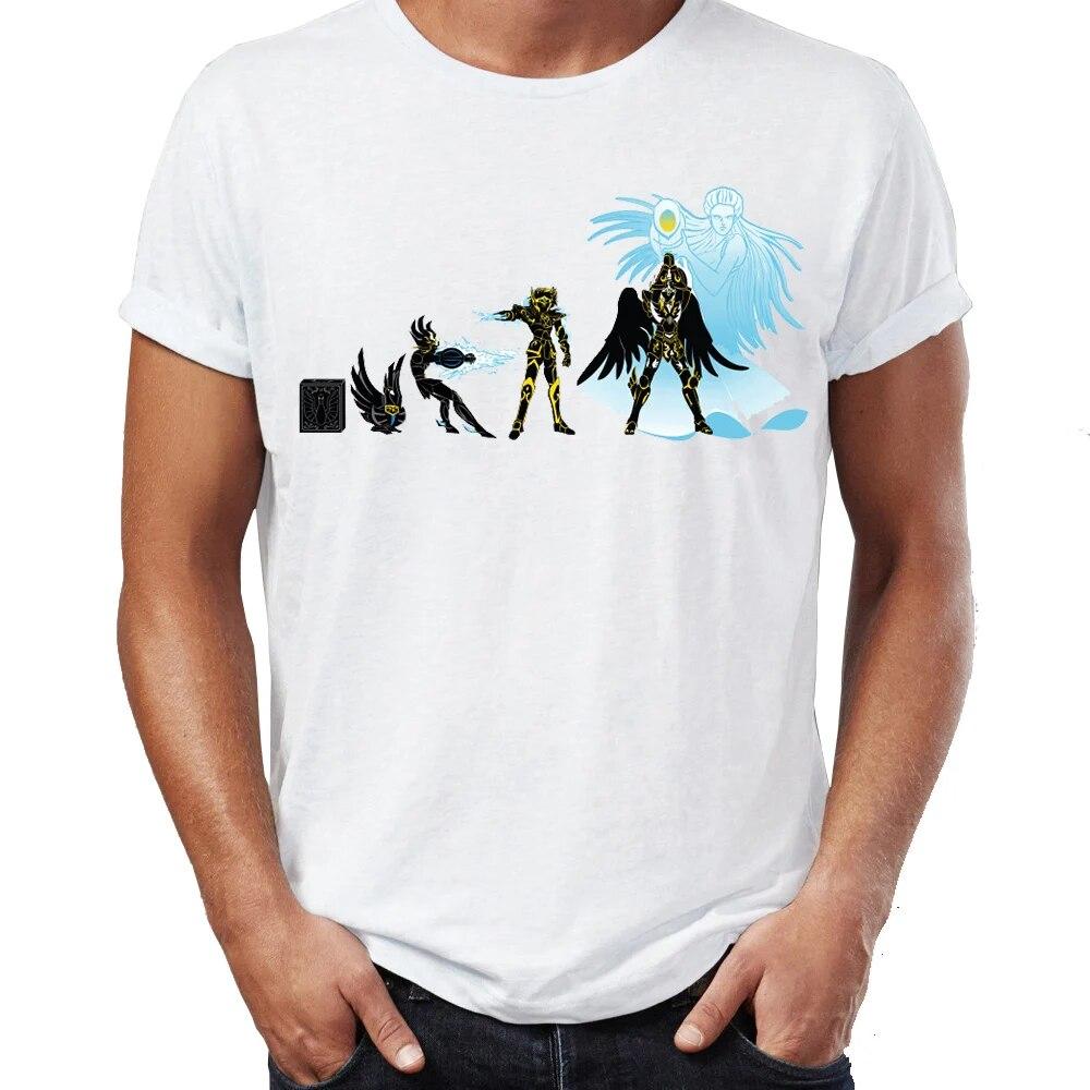YSM Cotton Tshirt Heren T-shirt Saint Seiya Evolution Ikki Shun Shiryu Hyoga Anime Artwork Geweldig T-shirt XXXXL wit