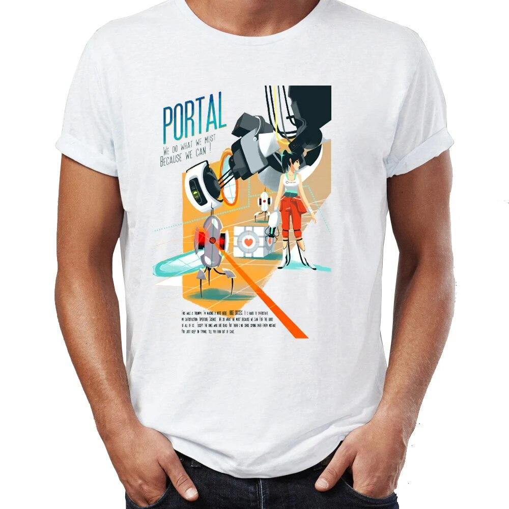 YSM Cotton Tshirt Mode heren T-shirt Portal Glados en Chell Gaming Gamer Artwork Awesome Tshirt Unisex Tees XXXXL wit