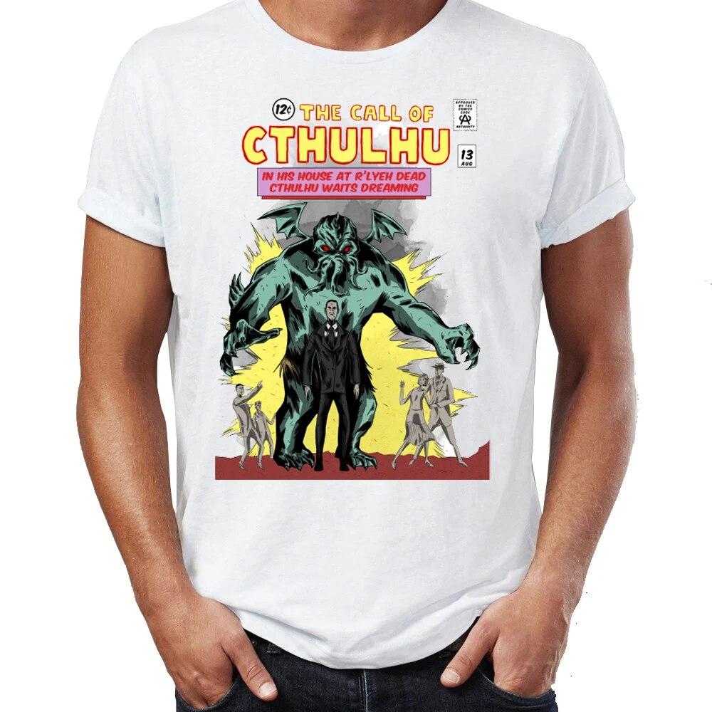YSM Cotton Tshirt Zomer heren T-shirt Lovecraft R lyeh Park De roep van Cthulhu Horror Halloween Artsy Awesome S wit