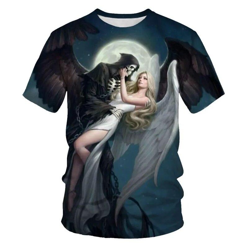 ETST 07 Klassieke Gotische Schedel Horror Dood 3D Print Heren T-shirt Zomer Casual O-hals Korte Mouw Tops Harajuku Hip-Hop Streetwear Tees L