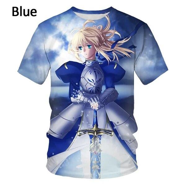Xin nan zhuang Zomer Nieuwe Mode Cool Fate Stay Night Printing 3d Printing T-shirt Casual Ronde Hals Korte Mouw M