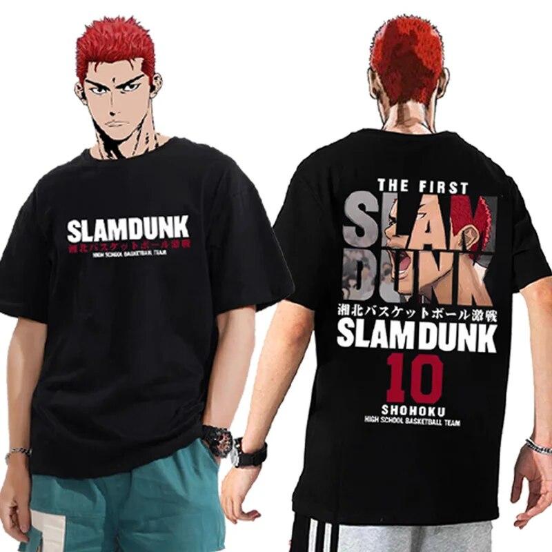 TENJINGE Trendy Anime Slam Dunk T-shirt voor heren Sakuragi Hanamichi Kaede Rukawa Tees Manga Dames Hip Hop Korte MouwVerzendkleding L