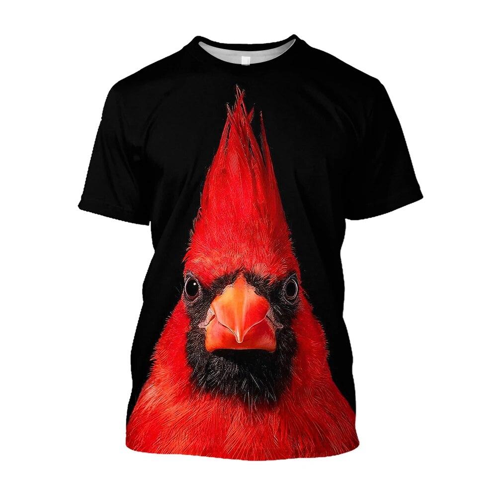 Chengyu Mode 3D Cardinals Gedrukt Mannen T-shirts Casual Baggy Vogel Grafische Grappig Tops Esthetische Licht Academia Kleding Nieuwe Tees M