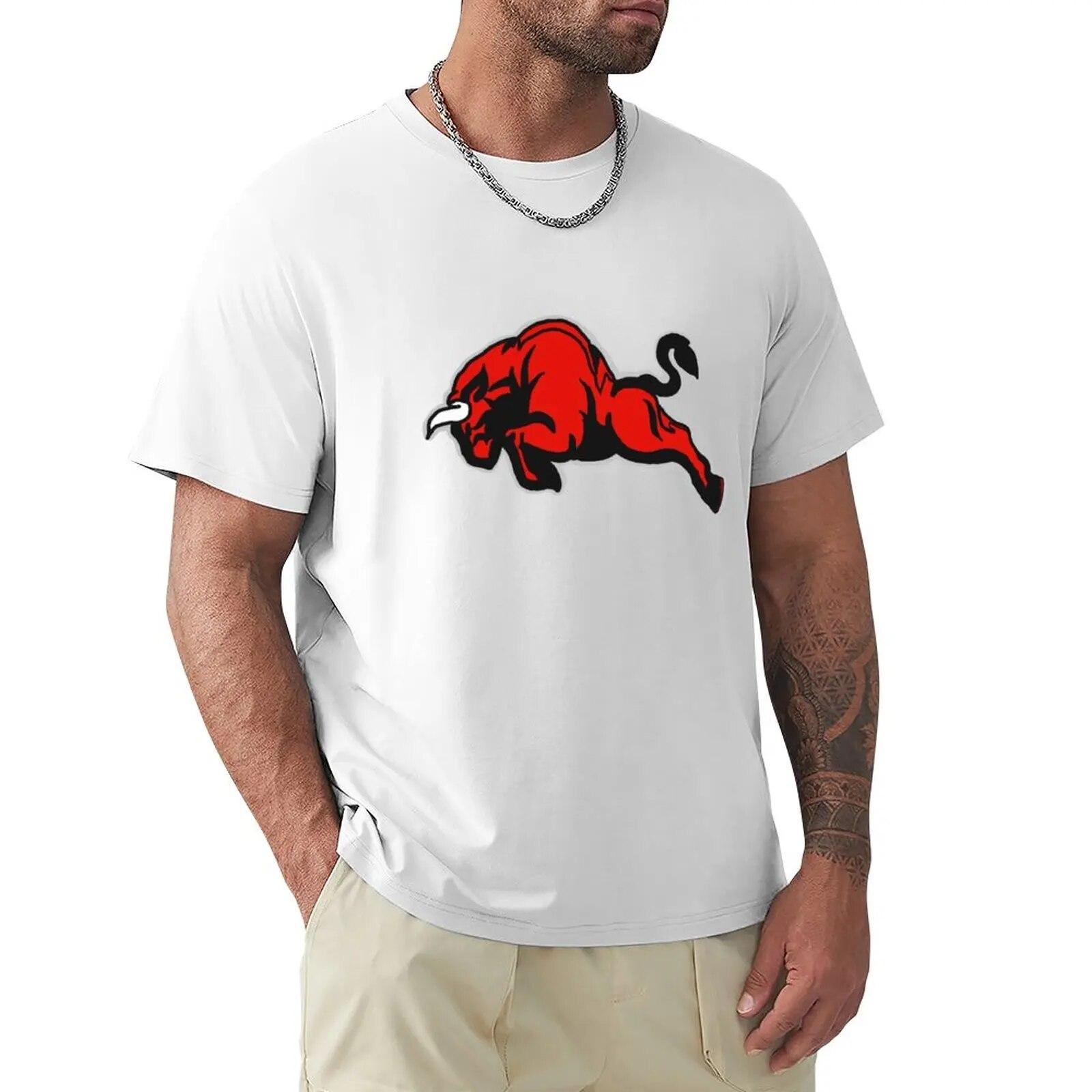 Xin nan zhuang Red Angry Bull heren bedrukte T-shirt zomer mode plezier retro kleding oversized sneldrogend herenkleding korte mouwen tops tee S