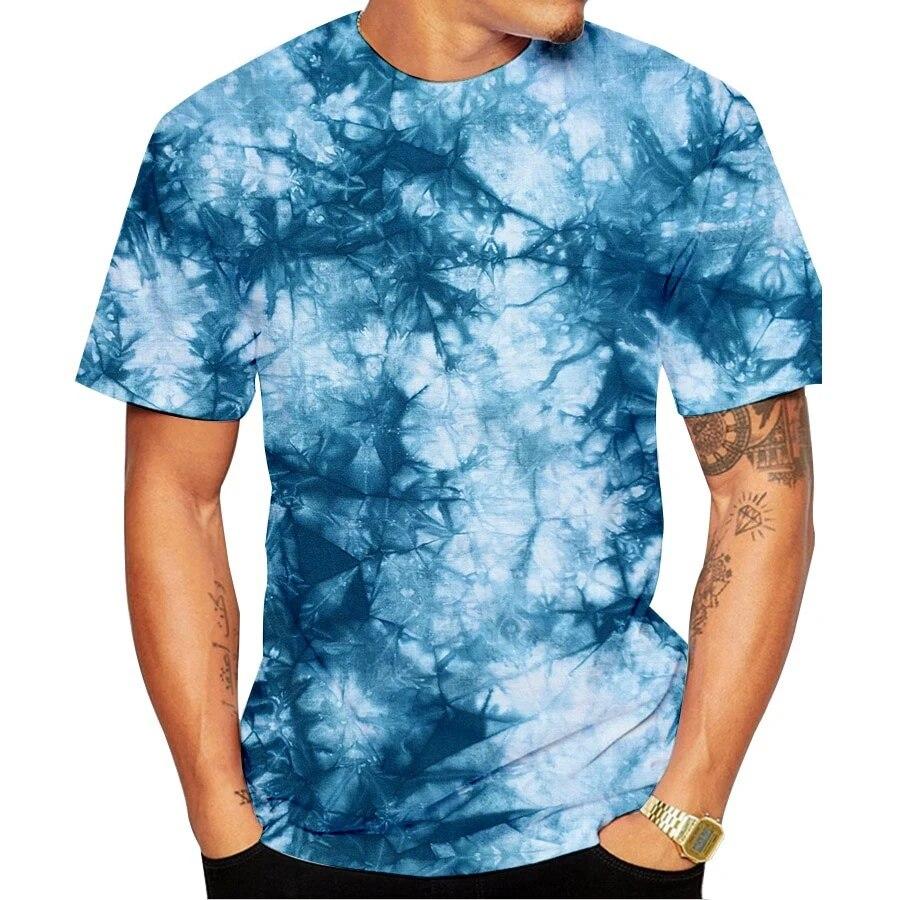 Xin nan zhuang Kleurrijke Tie Dye 3D Print T-shirt Mannen Vrouwen Mode Streetwear Korte Mouw T-shirts Oversized Harajuku Kinderen T-shirts Tops Kleding L