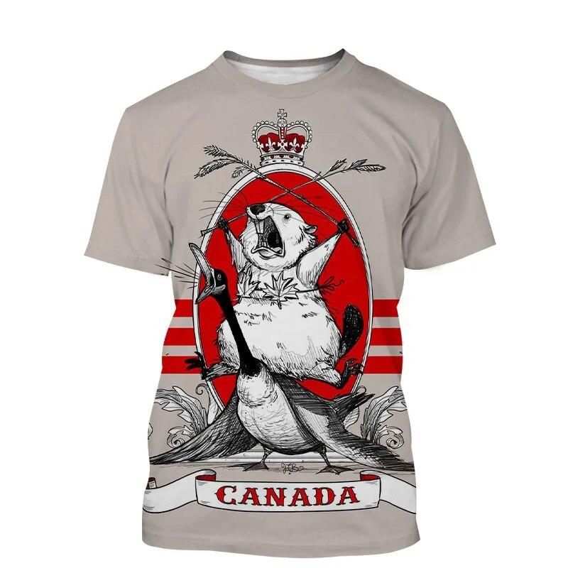Xin nan zhuang Canada Beaver T-shirt Canadese vlag Maple Leaf 3D-print Streetwear Man Vrouw O-hals T-shirts Harajuku Tees Tops Kinderkleding 6XL