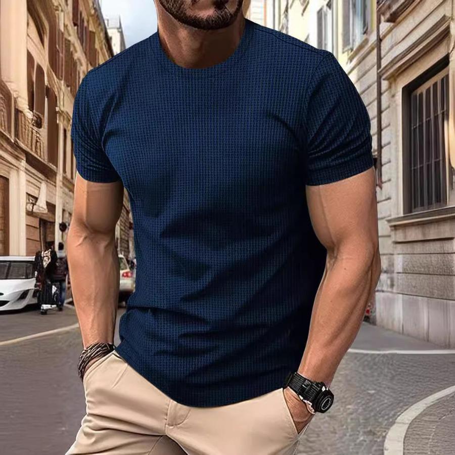 ForYourBeauty Mesh Ice Silk T-shirt met korte mouwen voor heren Ronde hals Zomer Effen kleur Nylon Glad materiaal T-shirts 3XL kaki