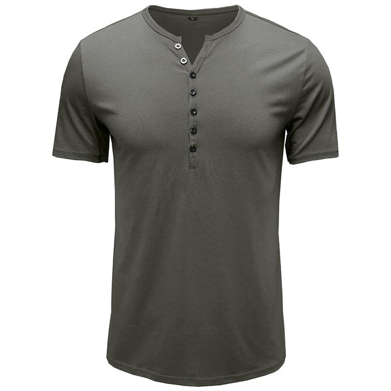 Phoca largha Heren Henley-shirts Korte mouwen T-shirts Casual Basic Tee Zomer Knoop Henley Soild T-shirts Comfortabele tops Ademende klassieke T-shirt voor heren L