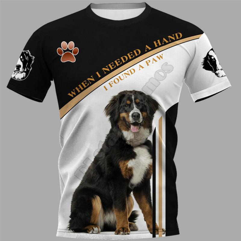 Laoxu Berner Sennenhond 3D geprint T-shirt heren zomer casual korte mouwen T-shirt 2021 nieuwe heren trendy mode all-match XXL wit