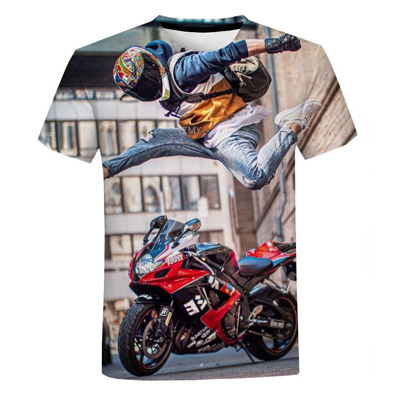Xin nan zhuang Motorfiets T-shirt Mode Korte Mouw Zomer Heren 3D Cool Populaire Serie Bedrukt Patroon Herenkleding Sport Korte Mouwen XXL