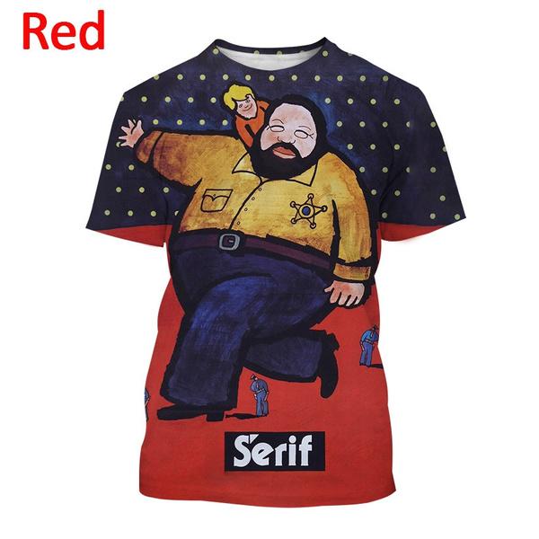 Xin nan zhuang Zomermode Hip Hop Shirt Tops Bud Spencer Terence Hill 3D Heren Casual Cool Print Korte Mouw T-shirt Kleding L
