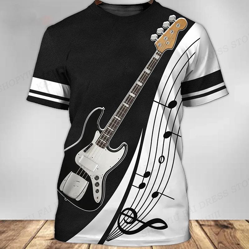 Laoxu Muziek T-shirts Gitaar Grafische 3D Print T-shirt Mannen Vrouwen Mode T-shirt Tops Kinderen T-shirt Jongen T-shirts Herenkleding Rock T-shirts 6XL grijs